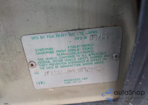 2003 Subaru Forester X z USA, uszkodzony, nr VIN JF1SG63643H725524